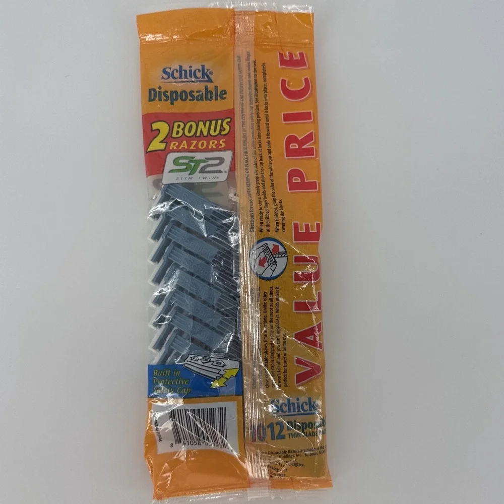 Schick ST2 Slim Twin Disposable Razors 12 Count Blue Twin Blade Discontinued